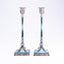 Quest Gifts & Design. A Pair of Blue Silver Baroque Candle Holders